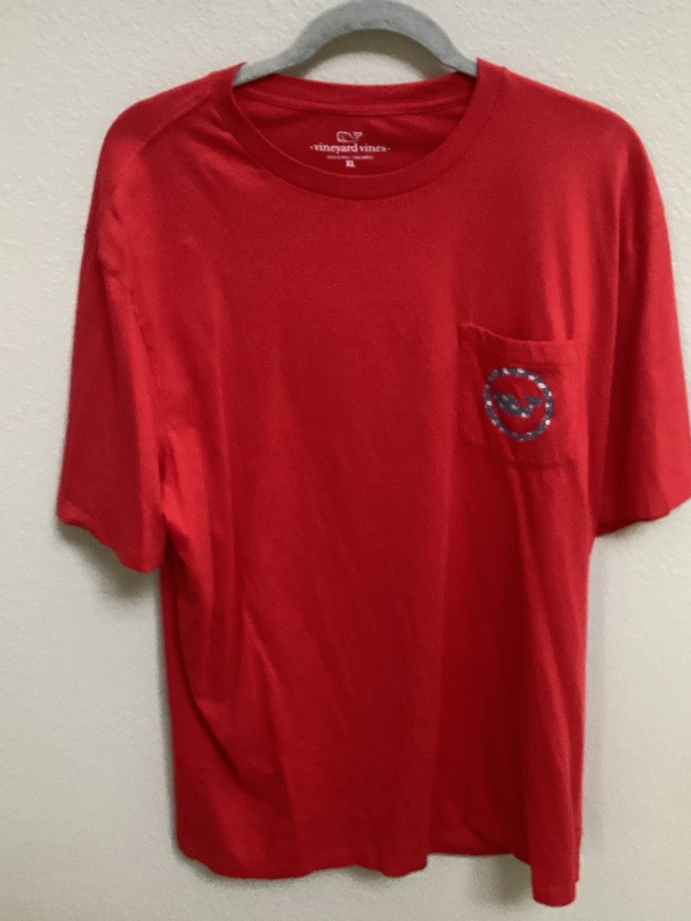 Vineyard Vines Red Short Sleeve Pocket Tee